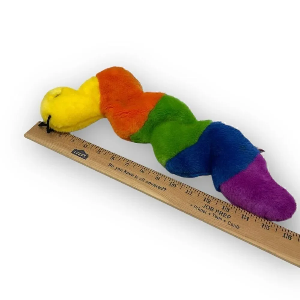 Vintage Ty Beanie Buddy 'Inch' the Rainbow Inchworm 14” No Tag Stuffed Plush